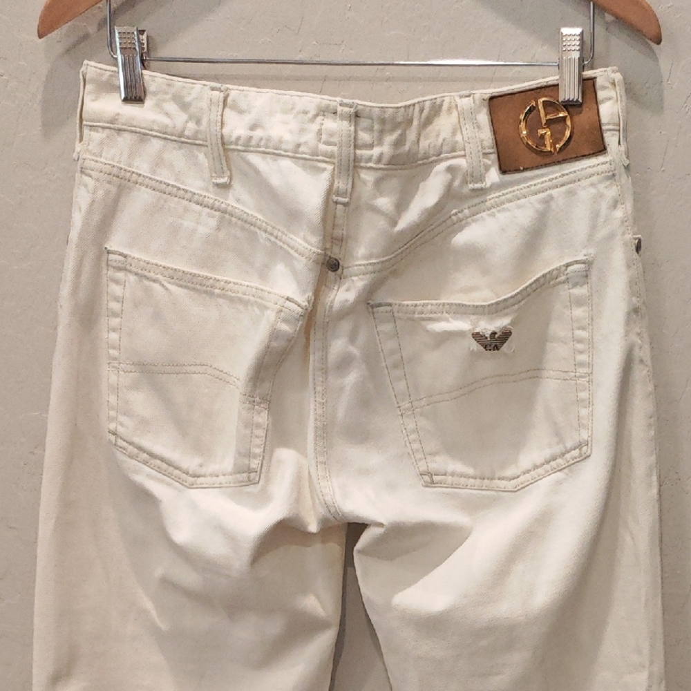Vintage Giorgio Armani White Denim Pants with Logo